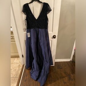 Adrianna Papell Beaded Asymmetrical Long Dress